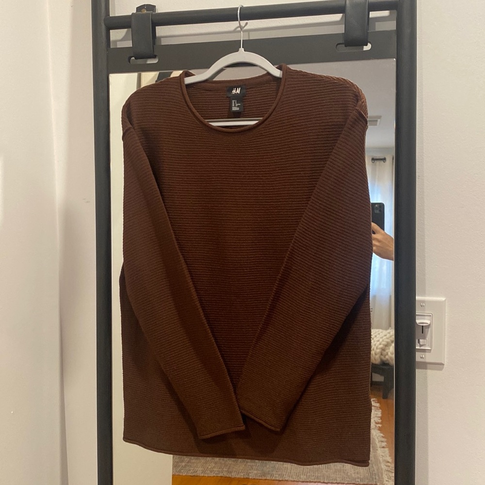 H&M Burgundy / Brick Red Soft Ribbed Crewneck Sweater Sz Small